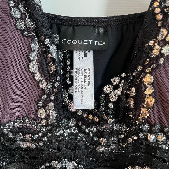 Coquette Women's Mesh Babydoll with Metallic Lace Medium - Picture 3 of 5